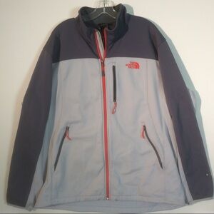 The North Face Sz 2XL Gray Color Block Full Zip Jacket Logo Long Sleeve Pockets